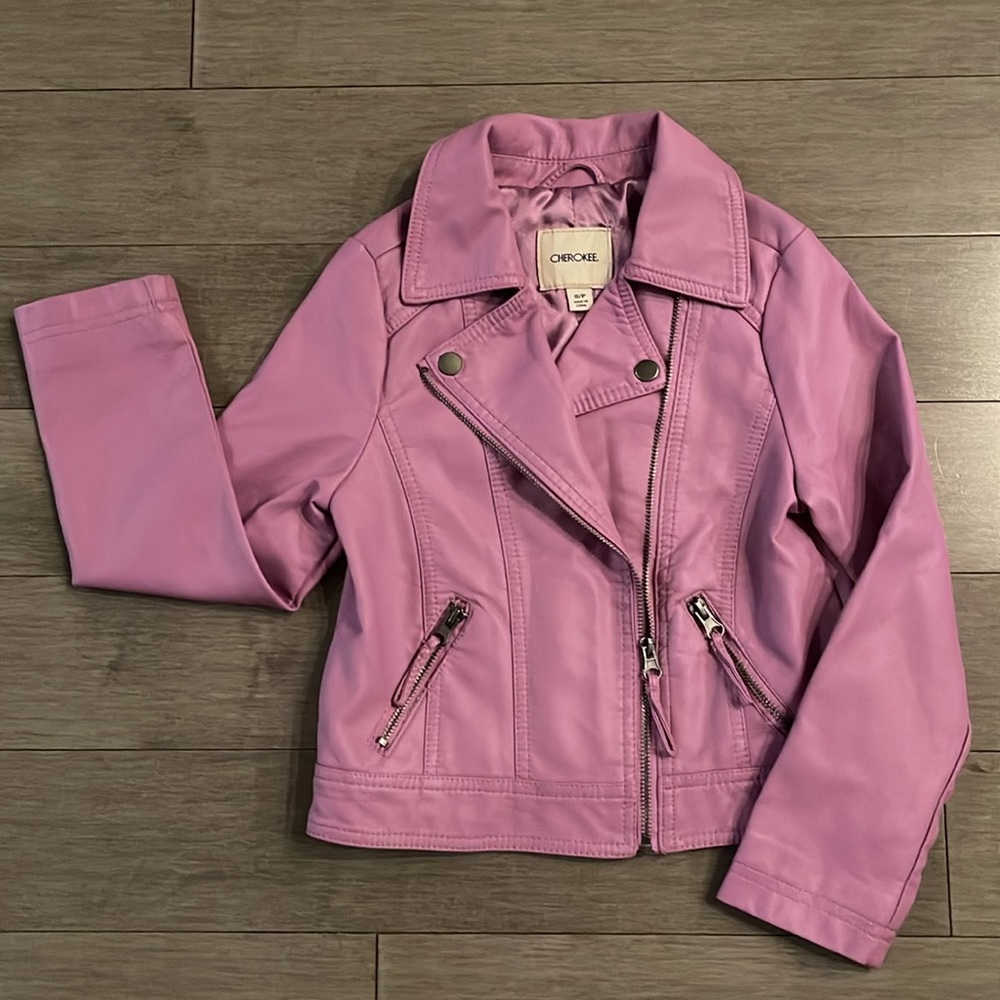 Cherokee Girls Mauve Pleather Moto Jacket. Size Small.